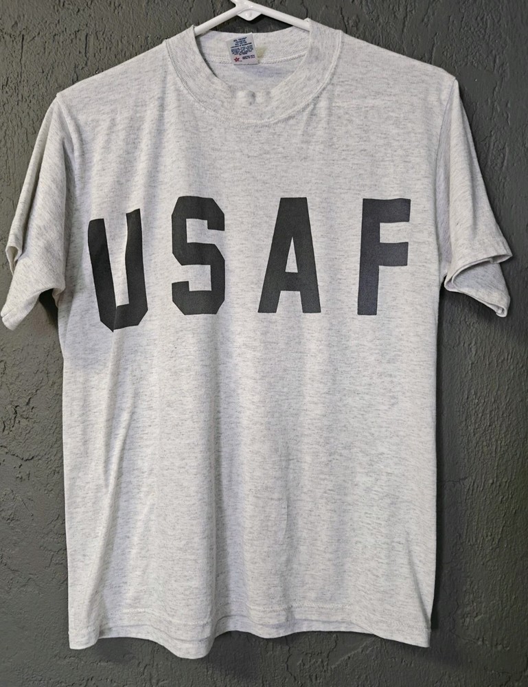 Vintage USAF Air Force Lightning Bolt Training Shirt Single Stitch USA Med GVC