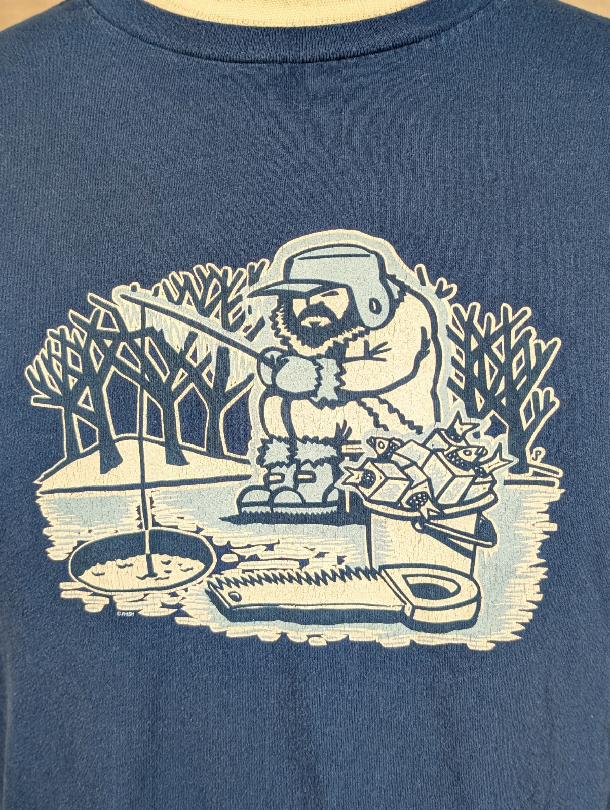 Phish Pollock Ice Fisherman Blue Cotton T-shirt Adult Size L gallery