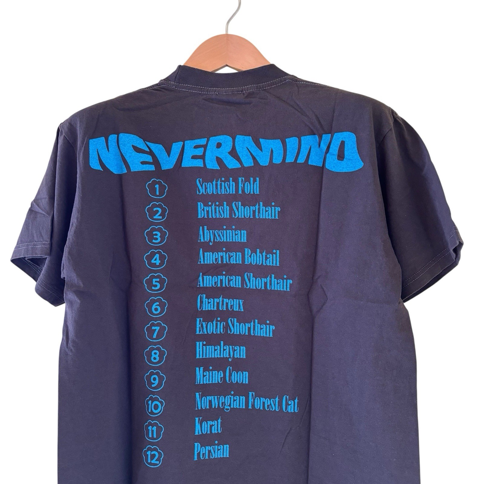 VTG Nirvana Nevermind Cat Parody Band T-Shirt Kurt Cobain Modern Size Large gallery