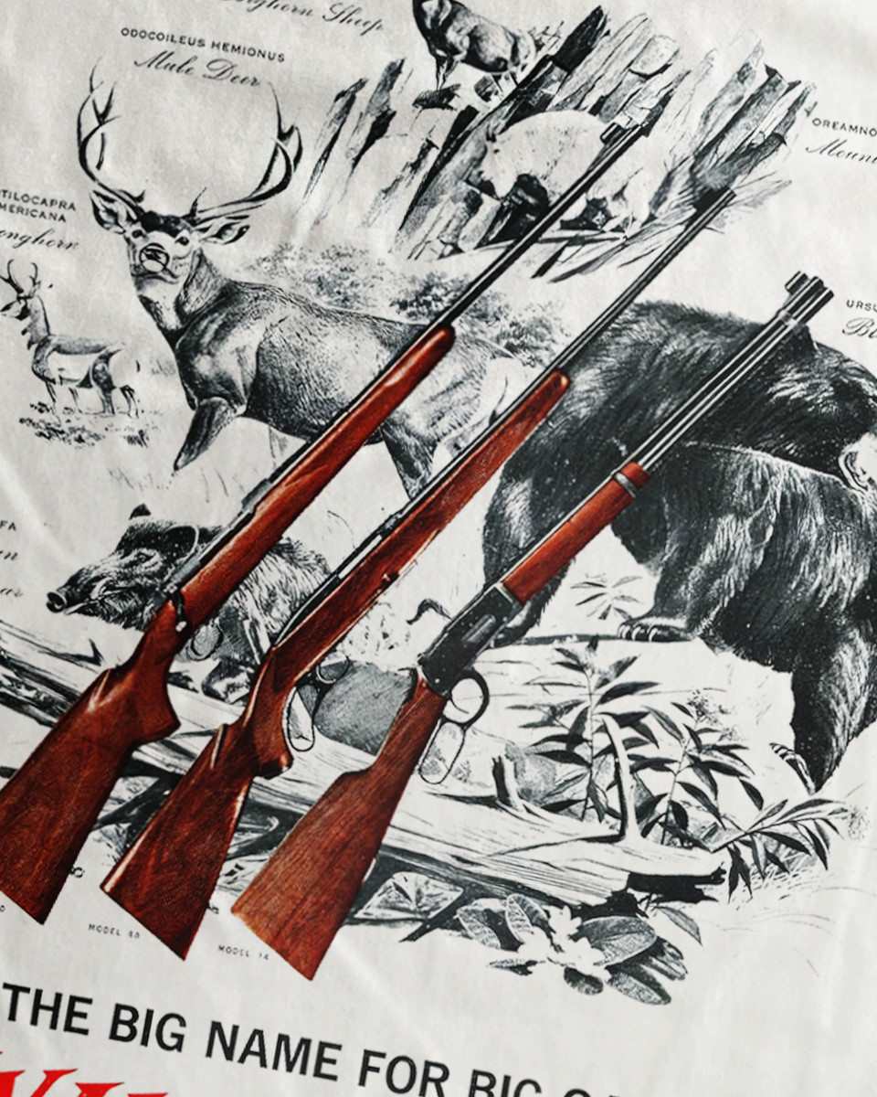 Winchester Big Game T-Shirt Hunting Rifle Ammo Vintage Graphic Tee S-5XL gallery