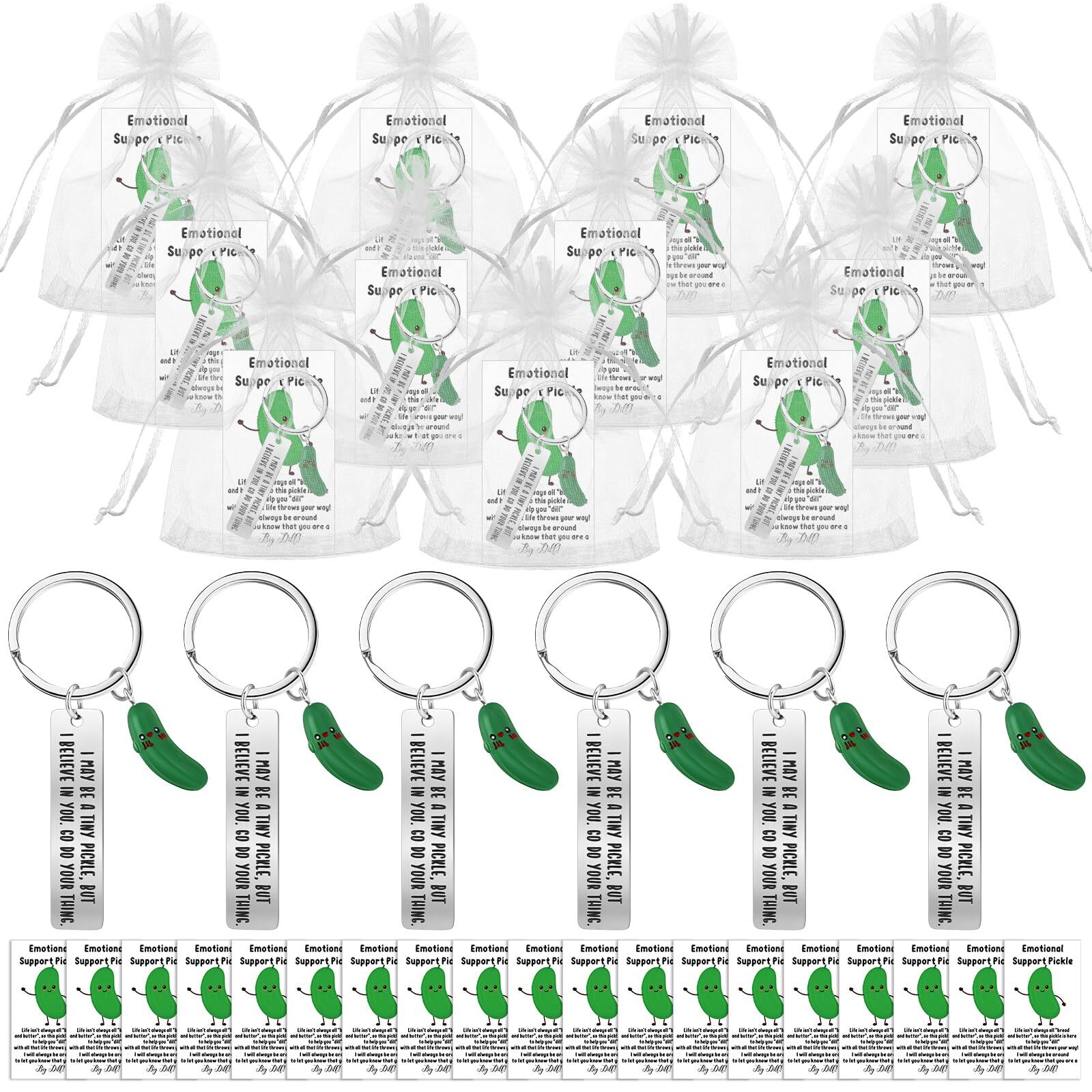 20 Sets Christmas Positive Pickles Gifts Resin Keychains with Card Bag Emotio... gallery