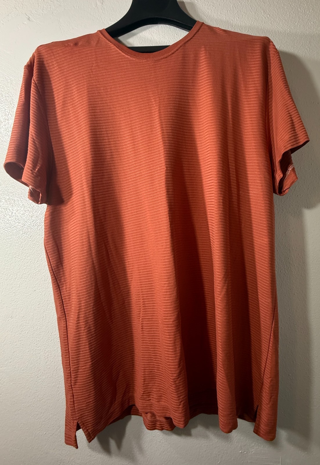 Alfani Mens 2XL Rust Orange Ribbed T-Shirt short Sleeve Nylon Blend gallery