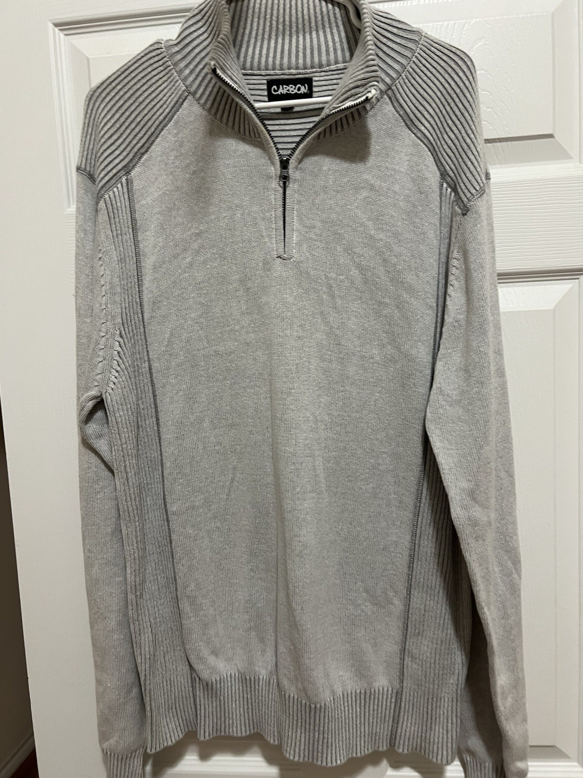 Mens Carbon Shirt/Sweater Size XL Grey 8" zip Long Sleeves Collar 100% Cotton gallery
