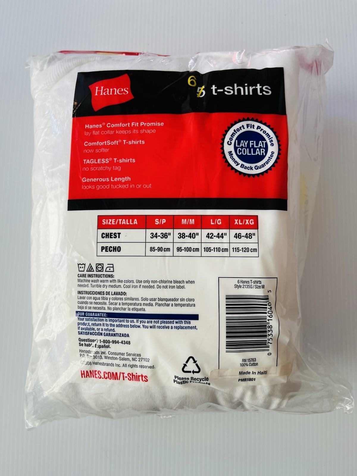 6 Hanes White M 38-40 Inch Crew Neck T-Shirts Tagless Comfortsoft M 95-100 CM gallery