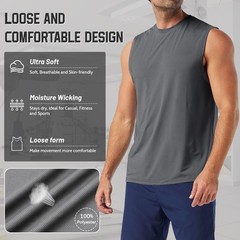 3 Pack Men Quick Dry Sleeveless Muscle Shirts Gym Summer Fitness Workout Running