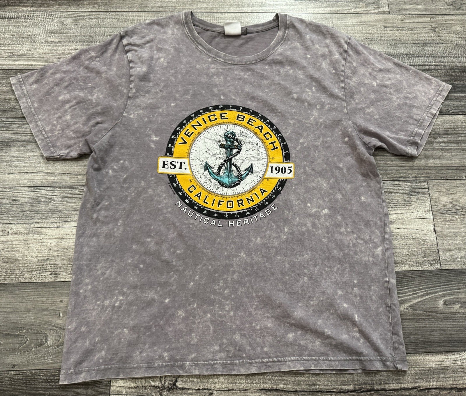 Venice Beach California Nautical Heritage Shirt Mens XL Anchor Gray Washed Tee