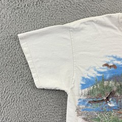 Vintage Bald Eagle Shirt Men Large White 90s Habitat Nature Short Sleeve Outdoor