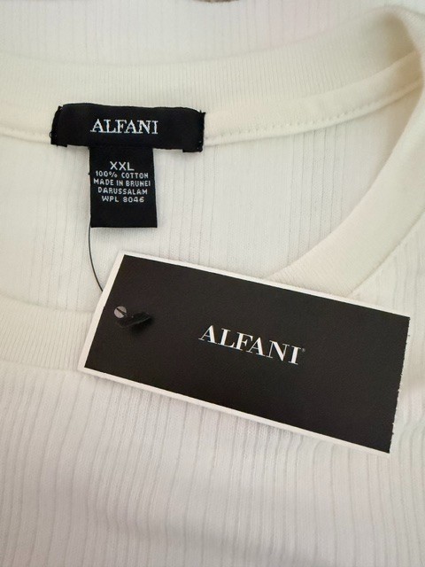 Alfani Men’s Short Sleeve Pullover Crew Neck Ribbed Top White XXL NWT
